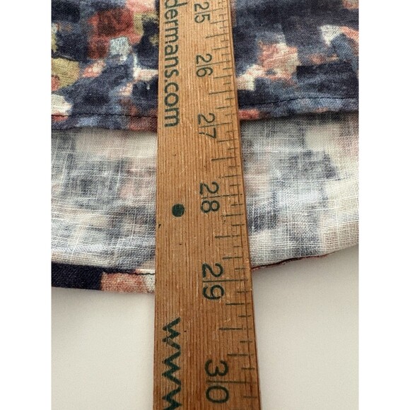 John Mark Linen Tunic Top Size S Blue Brown Bell Sleeve Oversize Lagenlook Fall - Picture 8 of 16